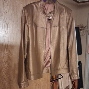 Paradox Women's Metallic GOLD/BRONZE Leather Jacket